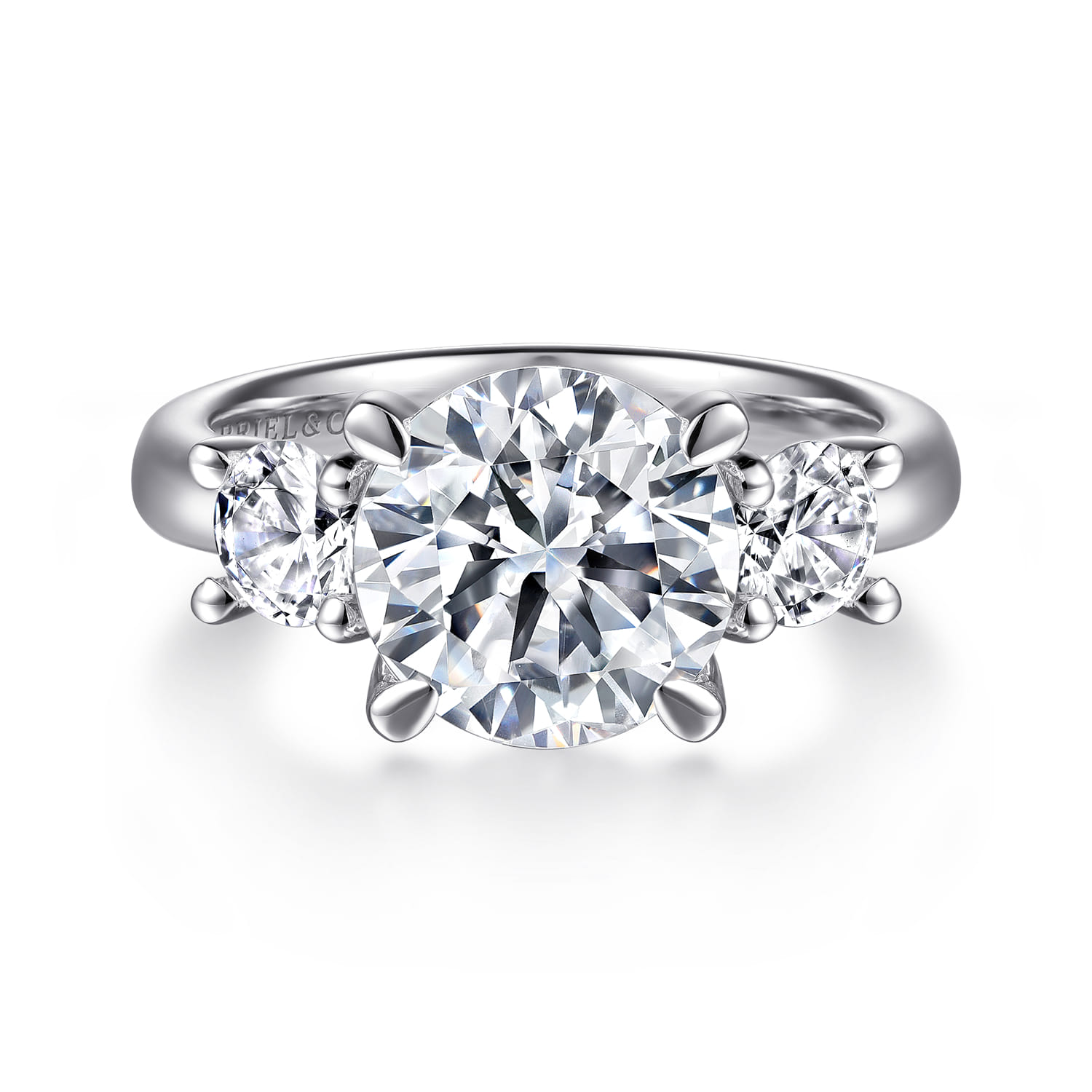 Aneta - 14K White Gold Round Three Stone Diamond Engagement Ring