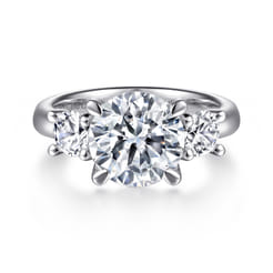 Aneta - 14K White Gold Round Three Stone Diamond Engagement Ring