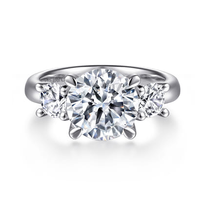 Aneta - 14K White Gold Round Three Stone Diamond Engagement Ring