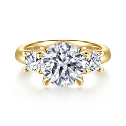 Aneta - 14K Yellow Gold Round Three Stone Diamond Engagement Ring