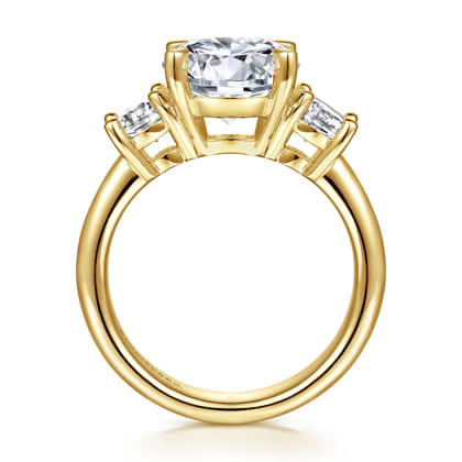 Aneta - 14K Yellow Gold Round Three Stone Diamond Engagement Ring