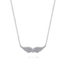 Angel Wing - 14K White Gold Diamond Angel Wing Bar Necklace - 0.26 ct