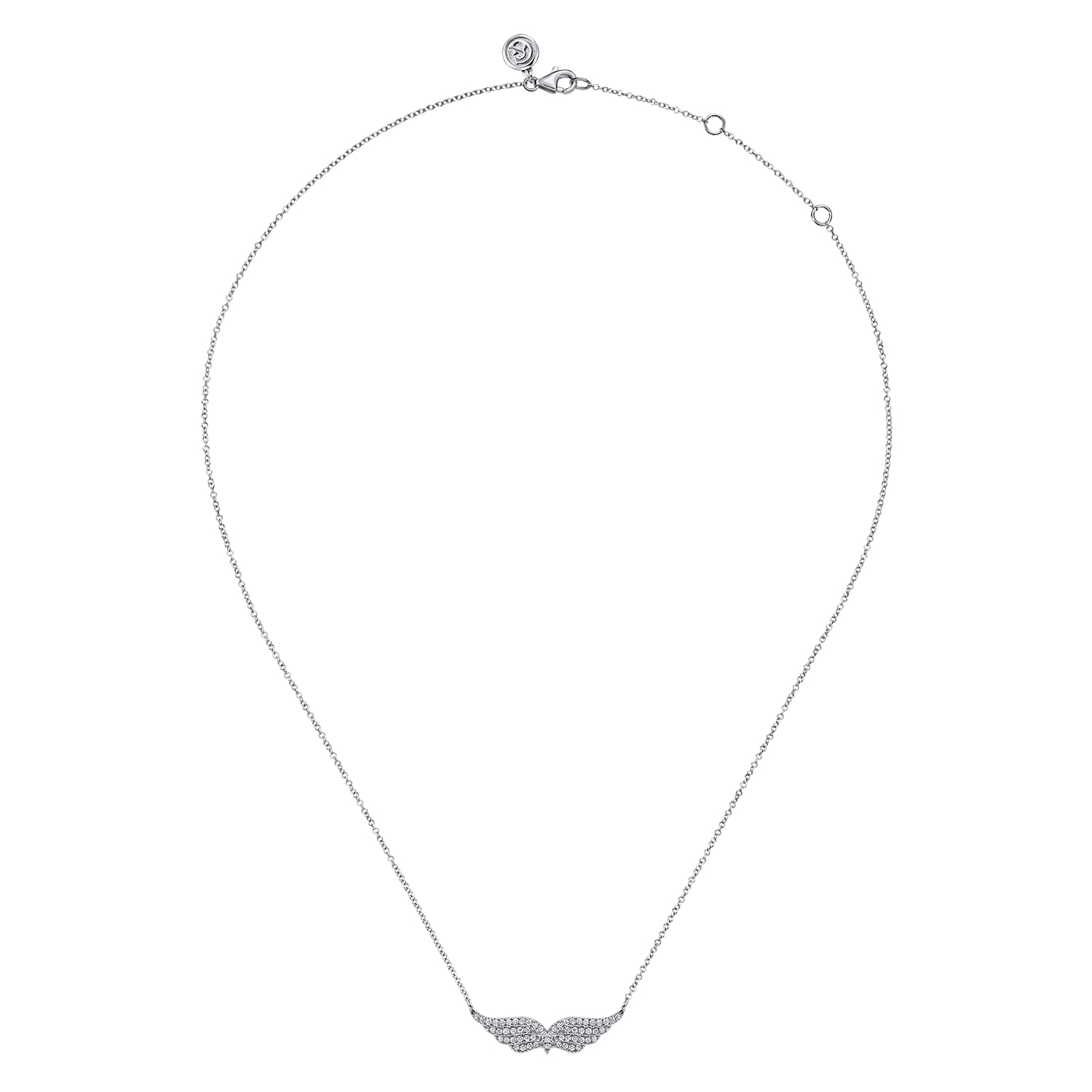 Angel Wing - 14K White Gold Diamond Angel Wing Bar Necklace - 0.26 ct - Shot 2