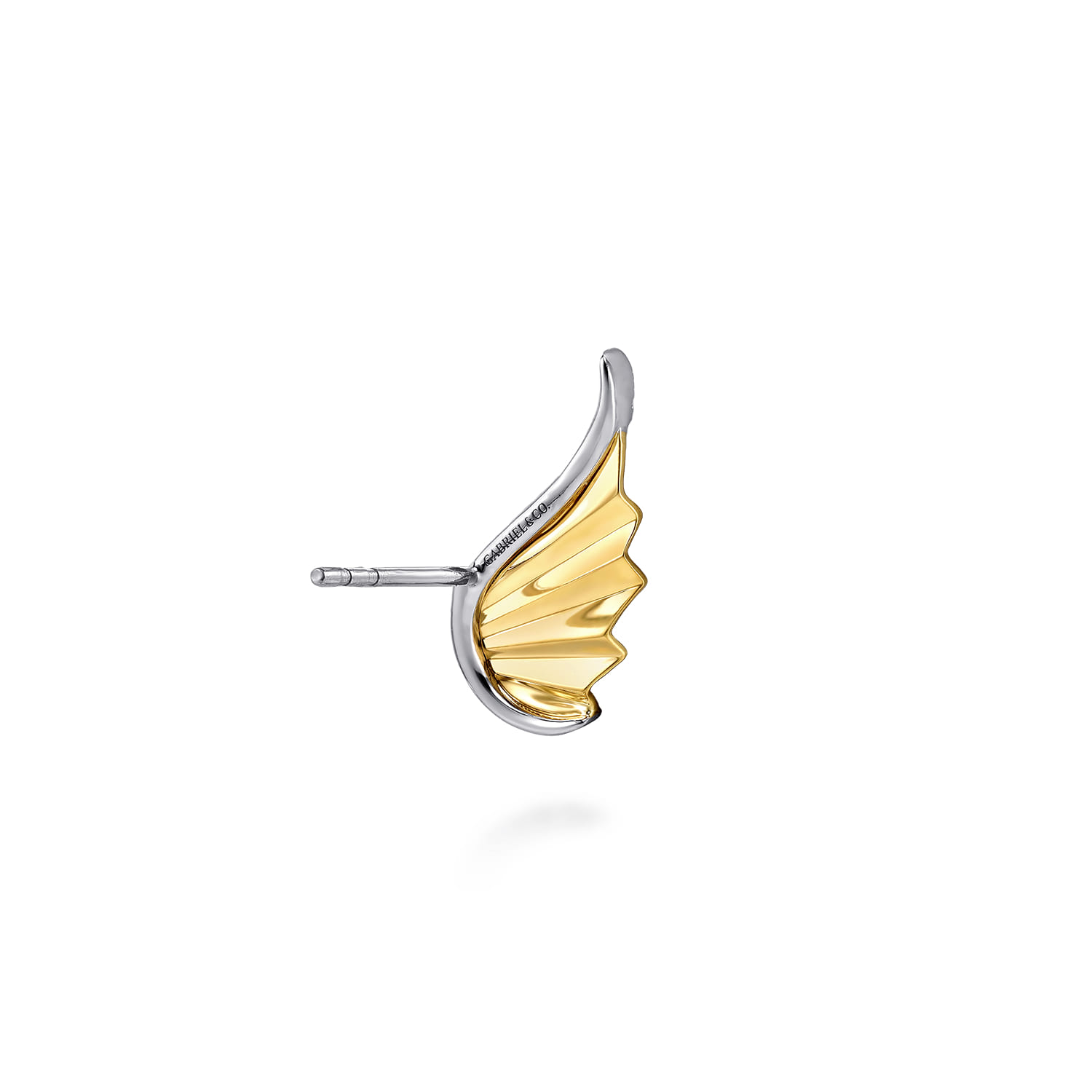 Angel Wing - 14K White  Yellow Gold Diamond Angel Wing Stud Earrings - 0.21 ct - Shot 2