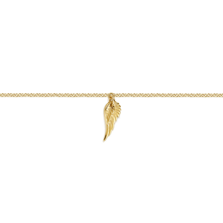 Angel Wing - 14K Yellow Gold Angel Wing Charm Bracelet - Shot 2