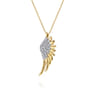 Angel Wing - 14K Yellow Gold Diamond Half Angel Wing Necklace - 0.23 ct