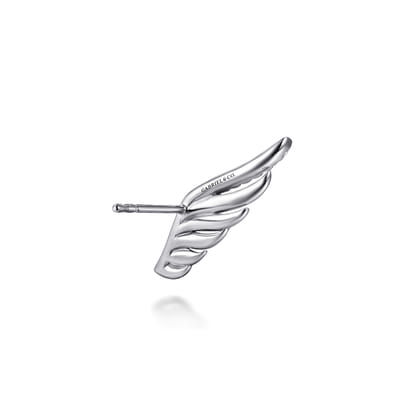 Angel Wing - 925 Sterling Silver White Sapphire Angel Wing Stud Earrings