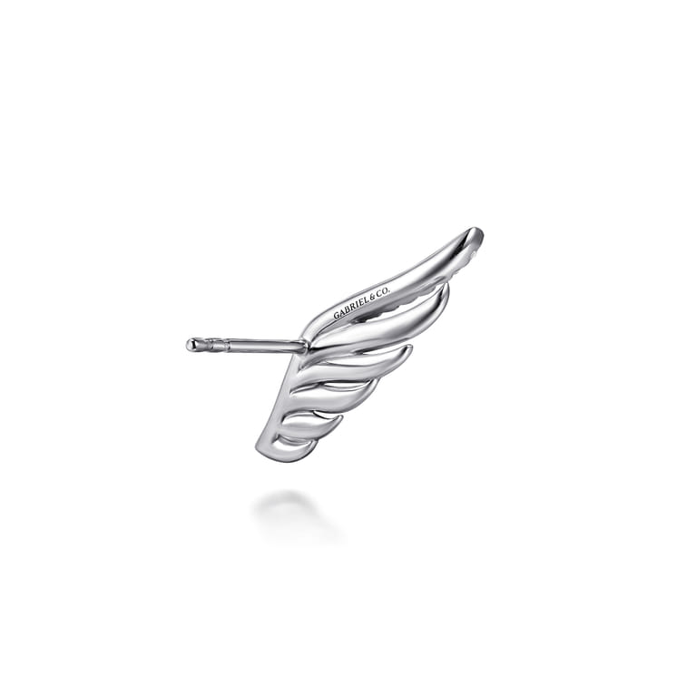 Angel Wing - 925 Sterling Silver White Sapphire Angel Wing Stud Earrings - Shot 2