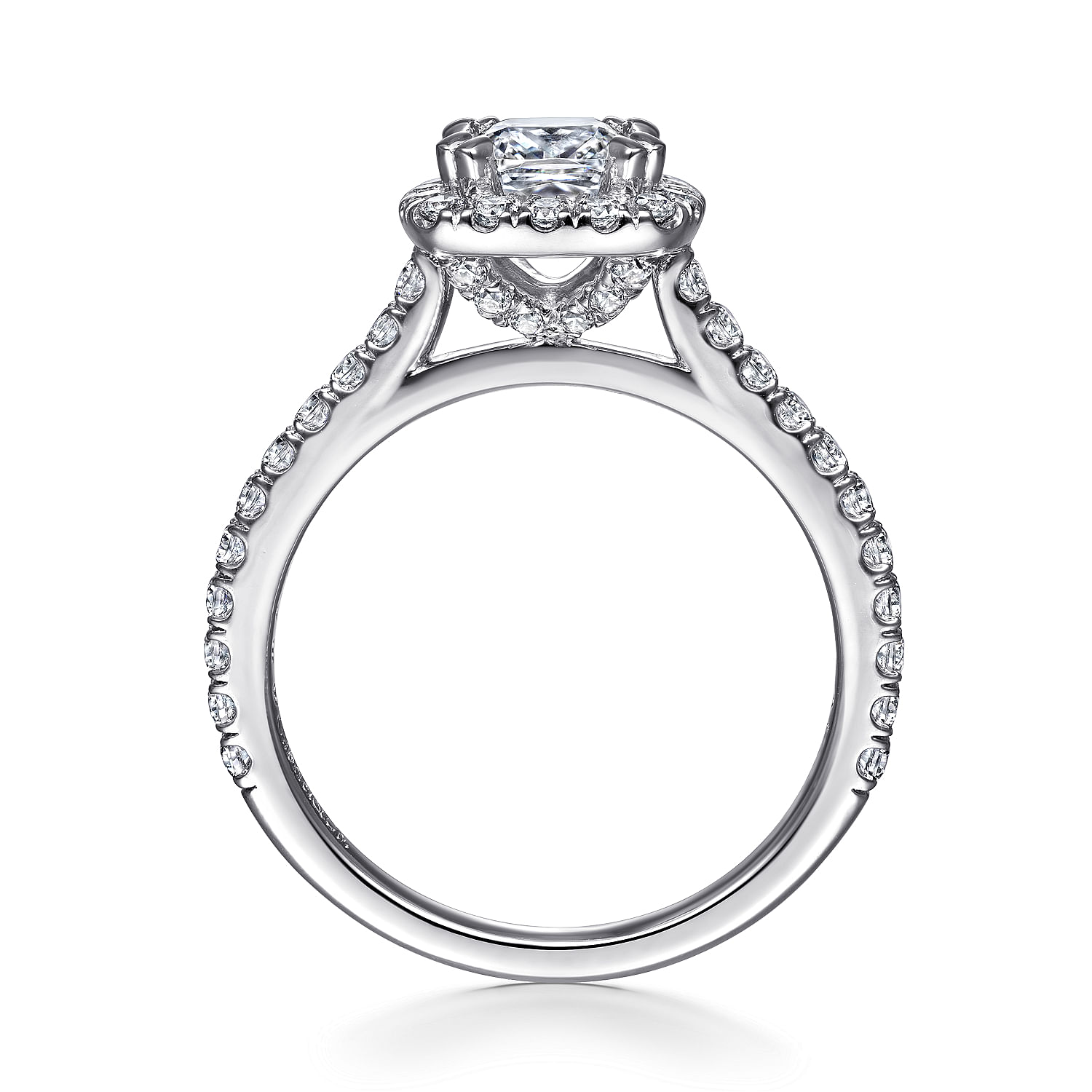 Angela - 14K White Gold Cushion Halo Diamond Engagement Ring - 0.6 ct - Shot 2
