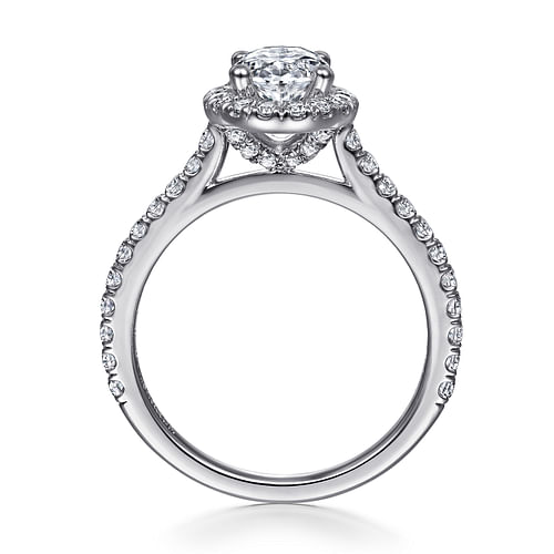 Angela - 14K White Gold Oval Halo Diamond Engagement Ring - 0.61 ct - Shot 2