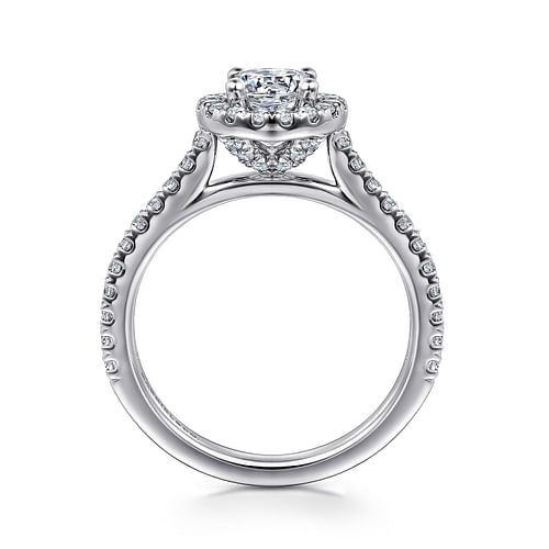Angela - 14K White Gold Round Halo Diamond Engagement Ring - 0.5 ct - Shot 2