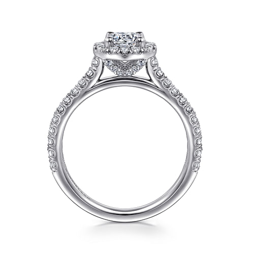 Angela - 14K White Gold Round Halo Diamond Engagement Ring - 0.44 ct - Shot 2