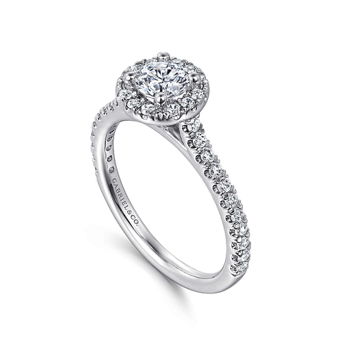 Angela - 14K White Gold Round Halo Diamond Engagement Ring - 0.44 ct - Shot 3