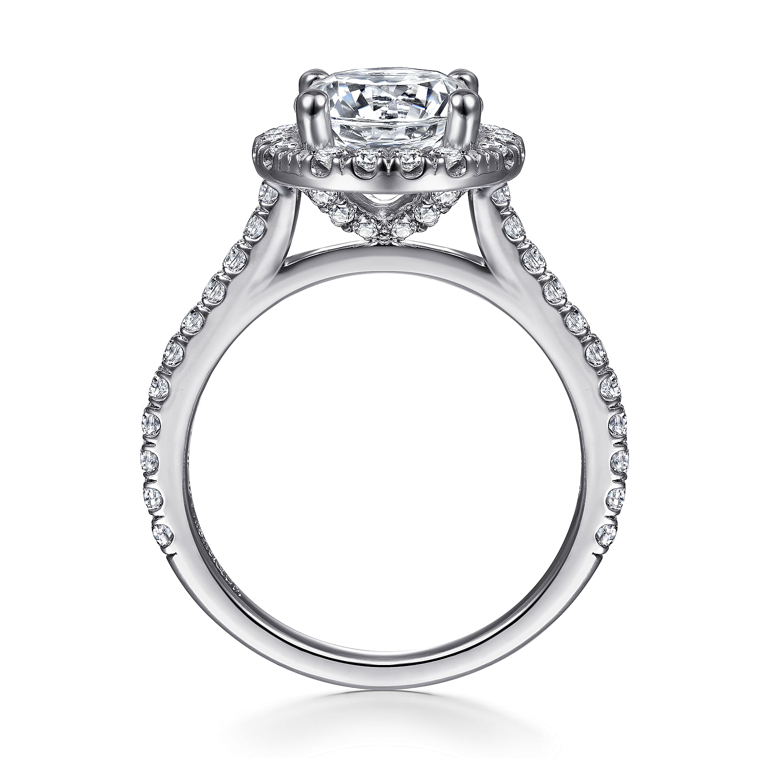 Angela - 14K White Gold Round Halo Diamond Engagement Ring - 0.72 ct - Shot 2