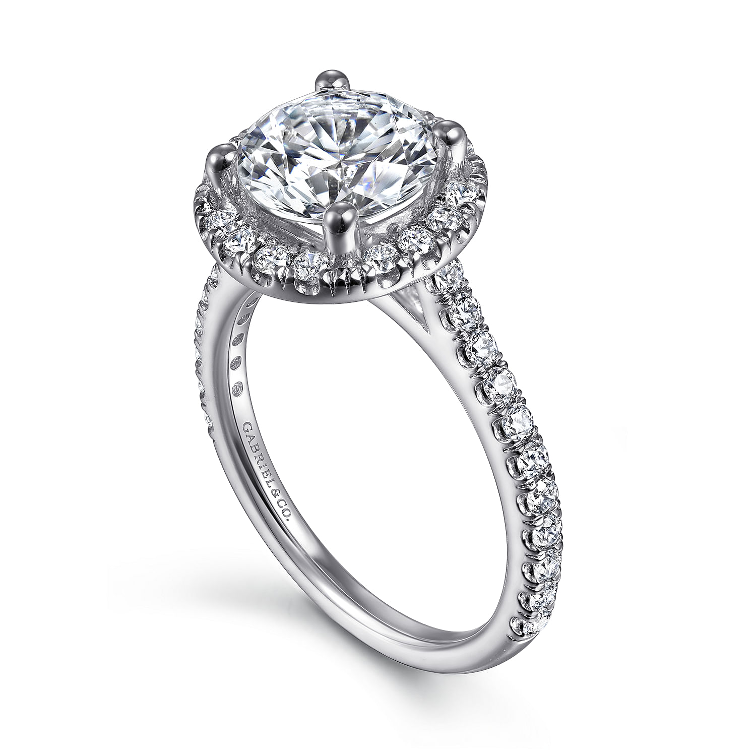 Angela - 14K White Gold Round Halo Diamond Engagement Ring - 0.72 ct - Shot 3