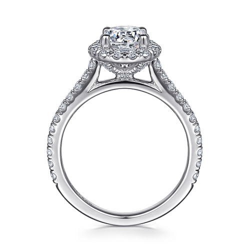 Angela - 14K White Gold Round Halo Diamond Engagement Ring - 0.6 ct - Shot 2