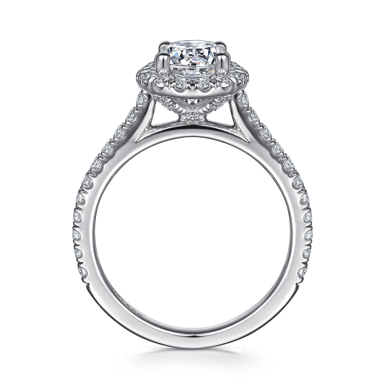 Angela - Platinum Round Halo Diamond Engagement Ring - 0.6 ct - Shot 2