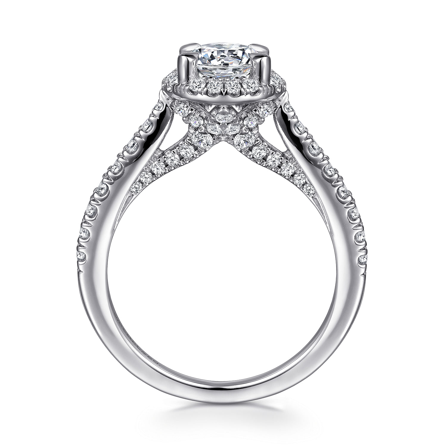 Anise - 14K White Gold Round Halo Diamond Engagement Ring - 0.6 ct - Shot 2