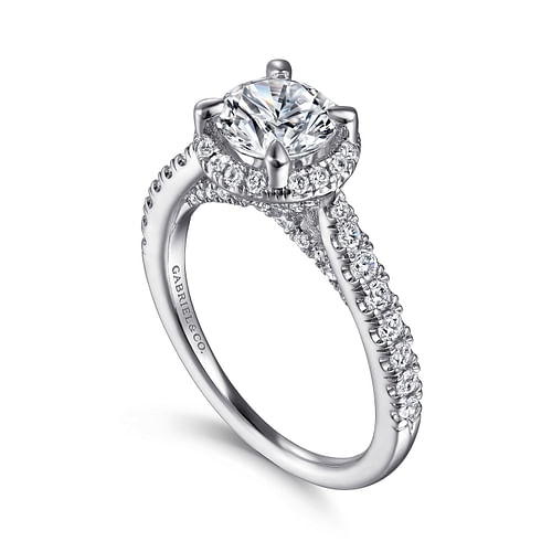 Anise - 14K White Gold Round Halo Diamond Engagement Ring - 0.6 ct - Shot 3
