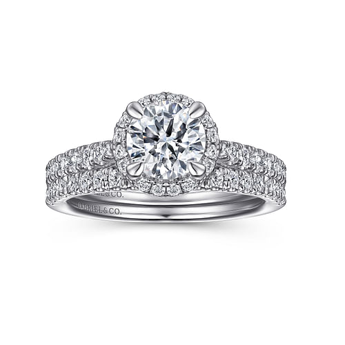 Anise - 14K White Gold Round Halo Diamond Engagement Ring - 0.6 ct - Shot 4