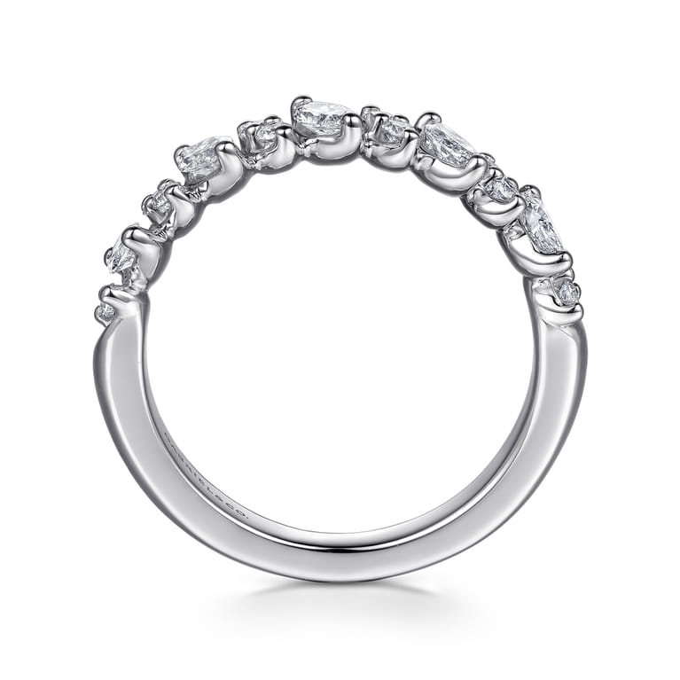 Straight Wedding Ring in 14k White Gold with Marquise Natural Diamond at Gabriel & Co. - Shot 2