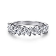Anna - 14K White Gold Prongs Marquise and Round Diamond Anniversary Band