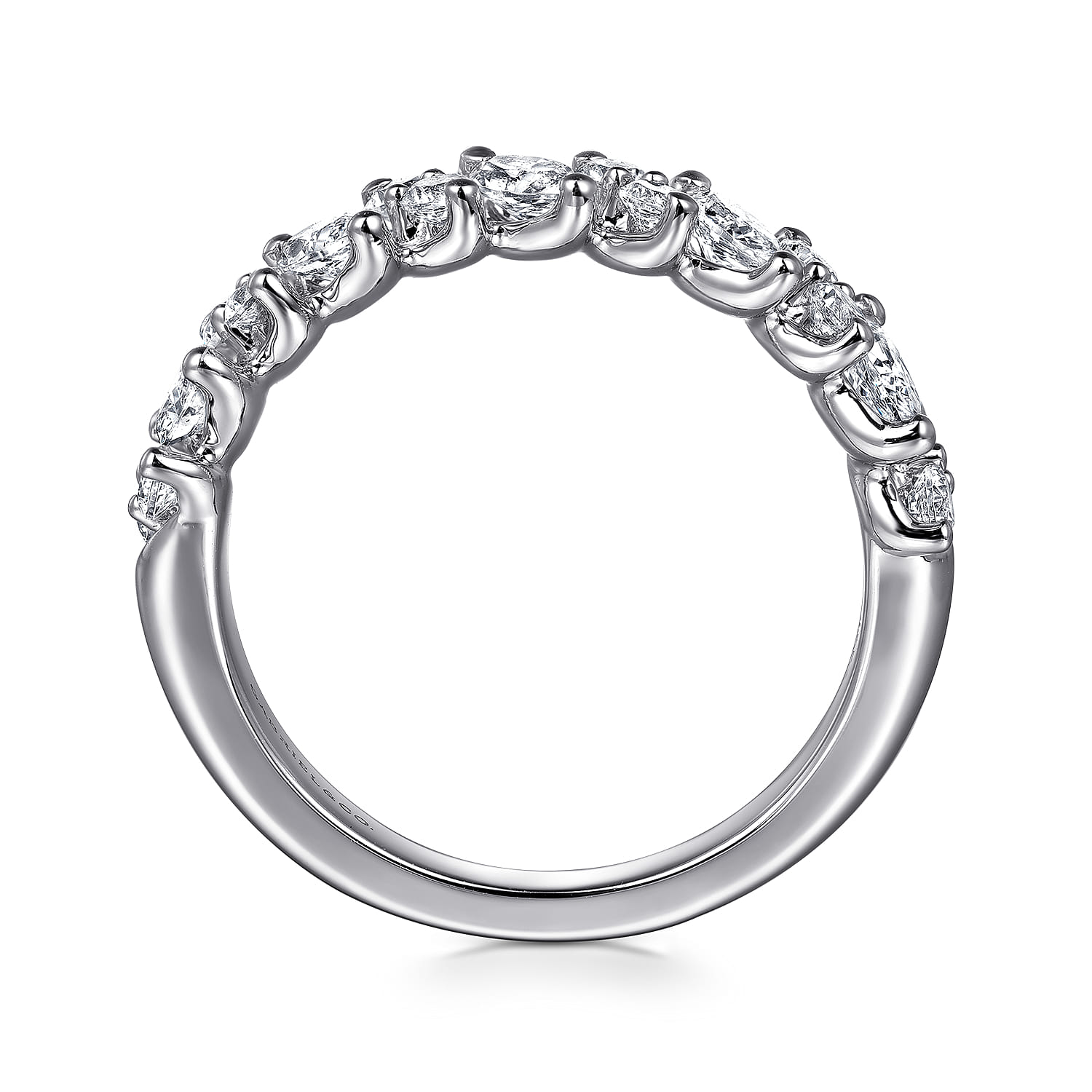 Fancy Wedding Ring in 14k White Gold with Marquise Natural Diamond at Gabriel & Co. - Shot 2