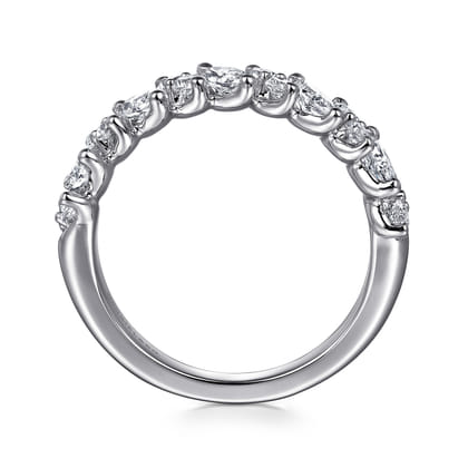 Anna - 14K White Gold Prongs Marquise and Round Diamond Anniversary Band