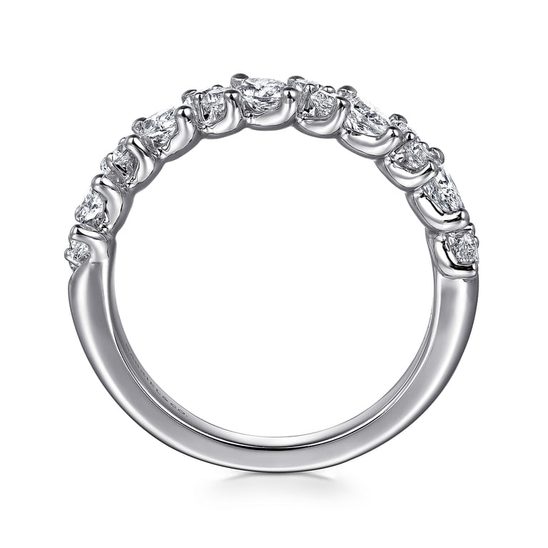 Fancy Wedding Ring in 14k White Gold with Marquise Natural Diamond at Gabriel & Co. - Shot 2