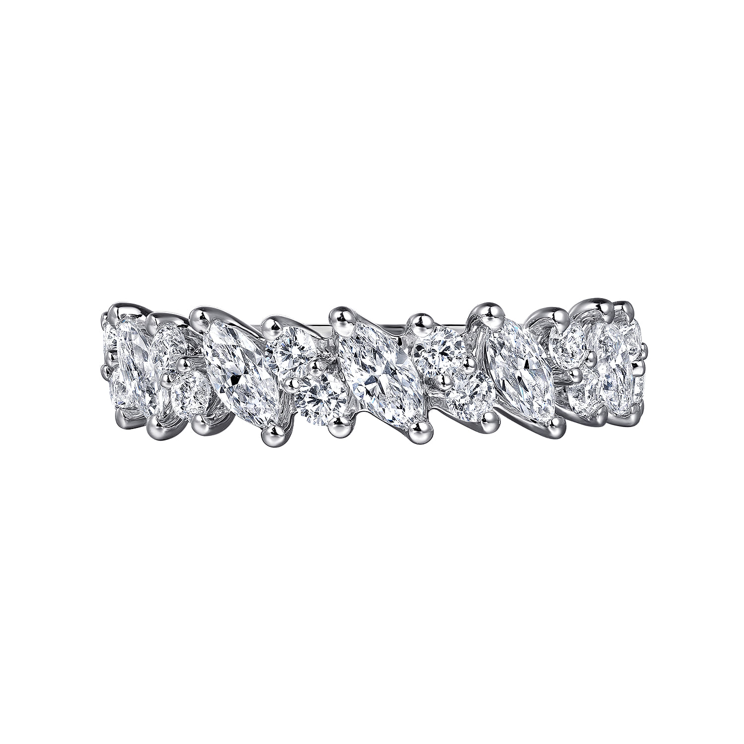 Fancy Wedding Ring in 14k White Gold with Marquise Natural Diamond at Gabriel & Co. - Shot 6