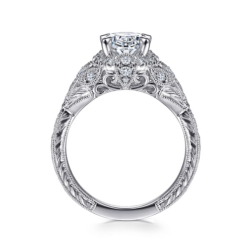 Annadale - 14k White Gold 1 Carat Oval Halo Natural Diamond Engagement ...