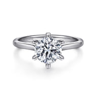 Anne - 14K White Gold 6 Prong Round Solitaire Diamond Engagement Ring