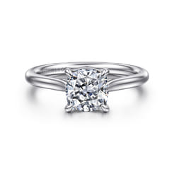 Anne - 14K White Gold Cushion Cut Solitaire Diamond Engagement Ring