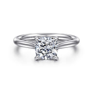 Anne - 14K White Gold Cushion Cut Solitaire Diamond Engagement Ring