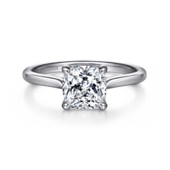 Anne - 14K White Gold Cushion Cut Solitaire Diamond Engagement Ring