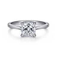 Anne - 14K White Gold Cushion Cut Solitaire Diamond Engagement Ring