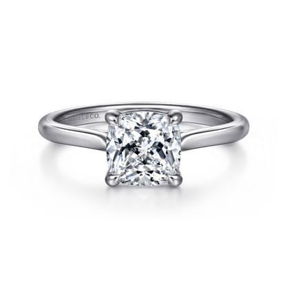 Anne - 14K White Gold Cushion Cut Solitaire Diamond Engagement Ring