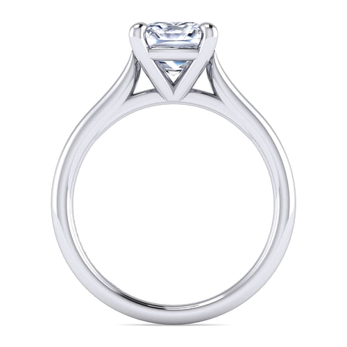 Anne - 14K White Gold Cushion Cut Solitaire Diamond Engagement Ring - Shot 2