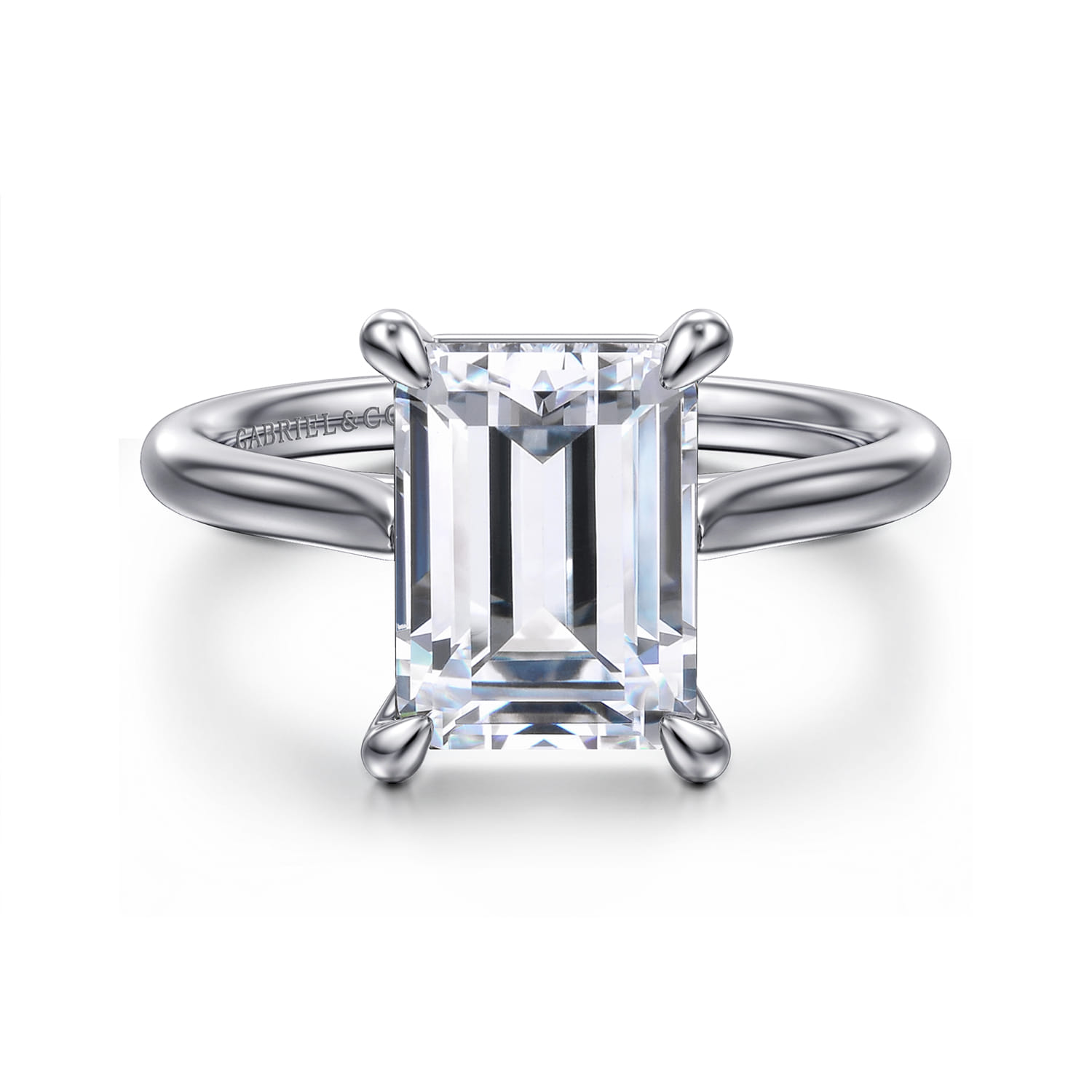 Anne - 14K White Gold Emerald Cut Solitaire Diamond Engagement Ring