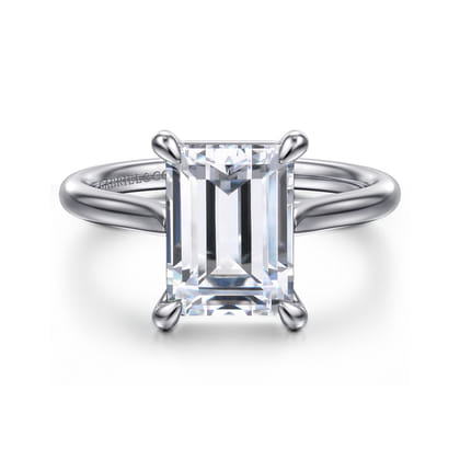 Anne - 14K White Gold Emerald Cut Solitaire Diamond Engagement Ring