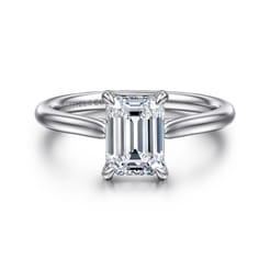 Anne - 14K White Gold Emerald Cut Solitaire Diamond Engagement Ring