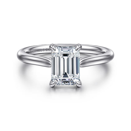 Anne - 14K White Gold Emerald Cut Solitaire Diamond Engagement Ring