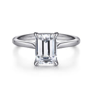 Anne - 14K White Gold Emerald Cut Solitaire Diamond Engagement Ring