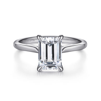 Anne - 14K White Gold Emerald Cut Solitaire Diamond Engagement Ring
