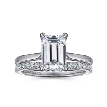 Anne - 14K White Gold Emerald Cut Solitaire Diamond Engagement Ring