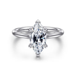 Anne - 14K White Gold Marquise Shape Solitaire Diamond Engagement Ring