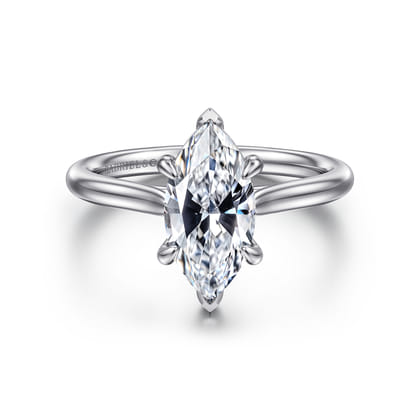 Anne - 14K White Gold Marquise Shape Solitaire Diamond Engagement Ring