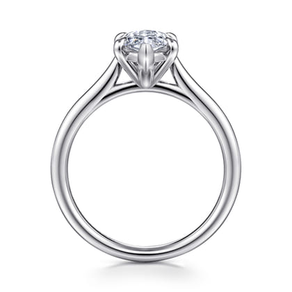 Anne - 14K White Gold Marquise Shape Solitaire Diamond Engagement Ring
