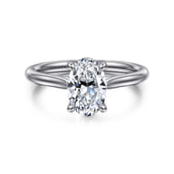 Anne - 14K White Gold Oval Solitaire Diamond Engagement Ring