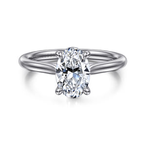 Anne - 14K White Gold Oval Solitaire Diamond Engagement Ring